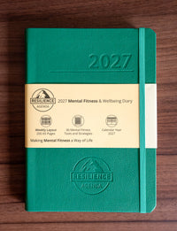Real life image of 2027 Mental Fitness Diary in Forest Green