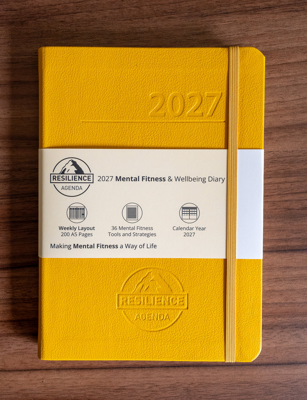 Golden Mustard 2027 Diary Cover - bright mental health awareness diary